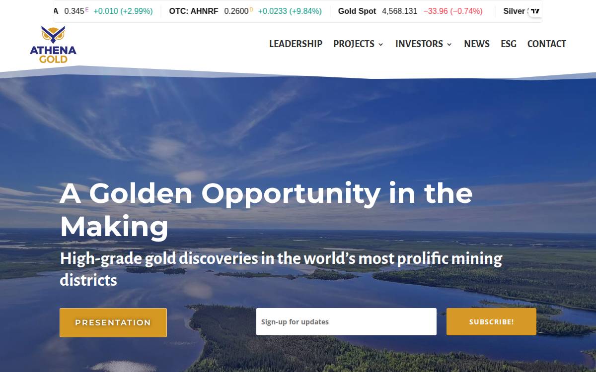 Athena Gold website preview