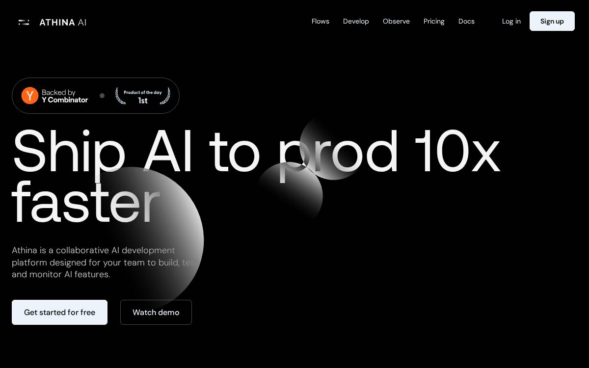 Athina AI (YC W23) website preview