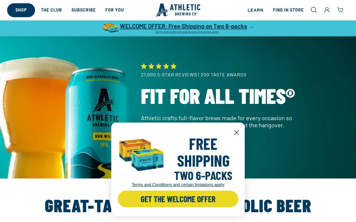 Athletic Brewing Holdings, LLC website preview
