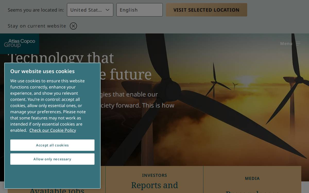 Atlas Copco website preview