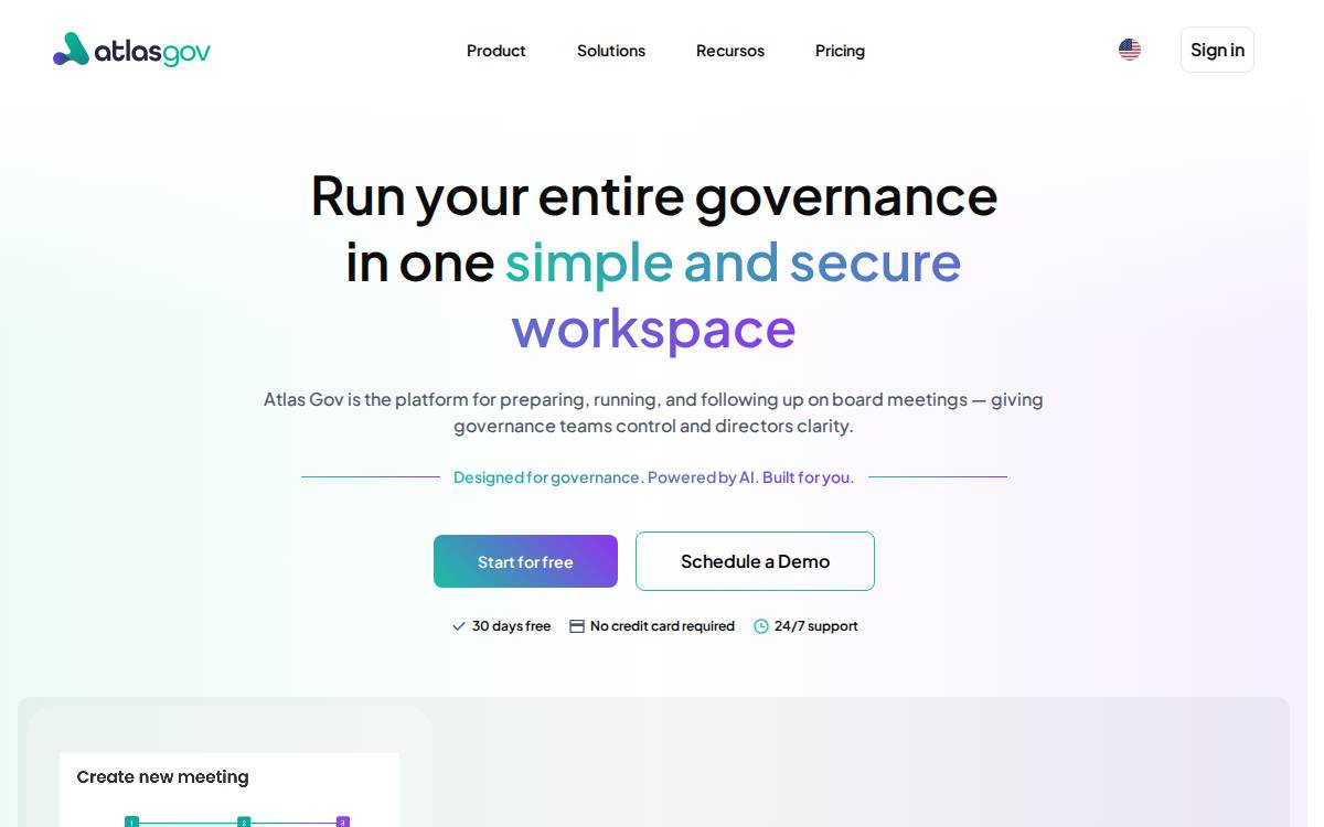 Atlas Governance website preview