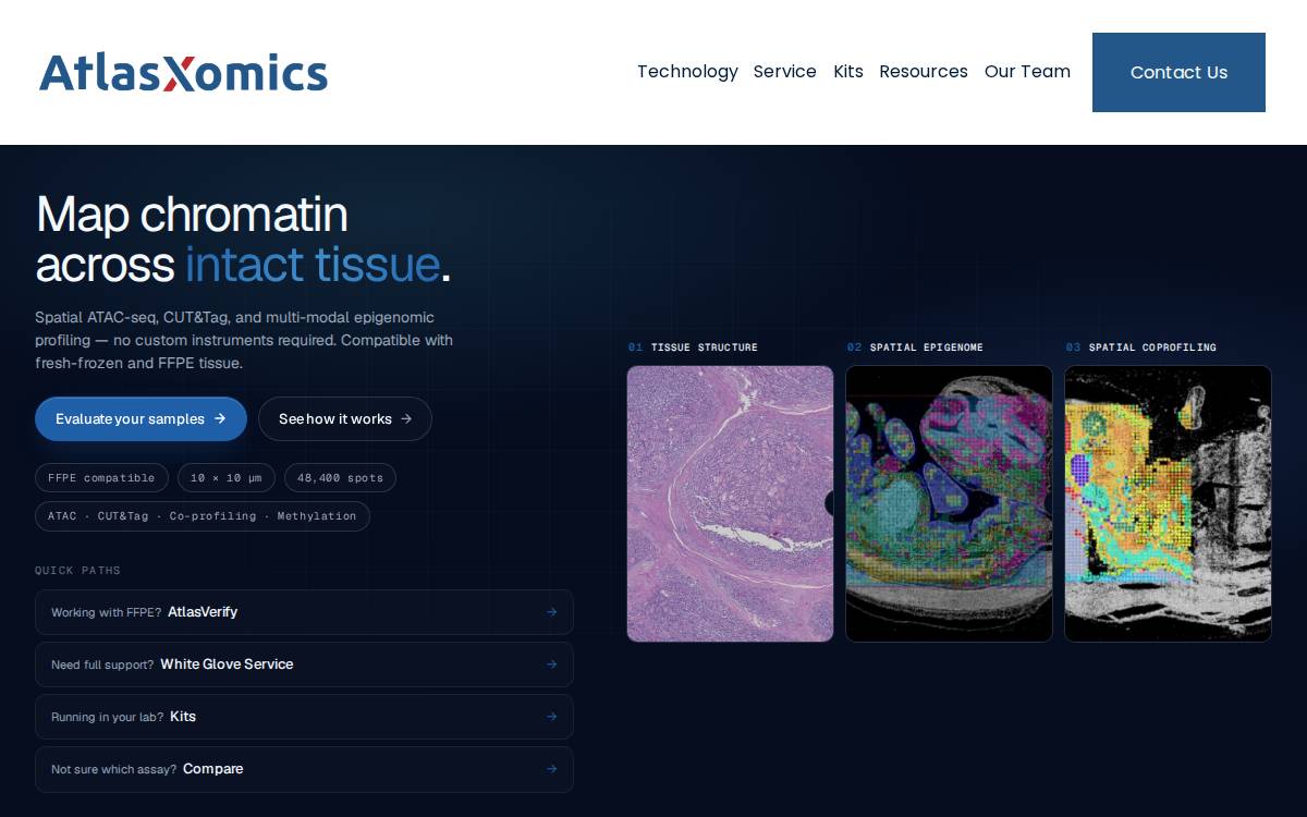 AtlasXomics website preview