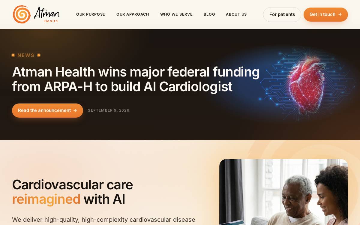 Atman Health website preview