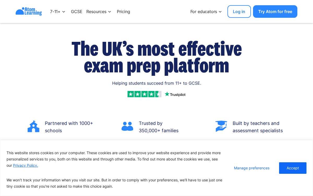 Atom Learning website preview
