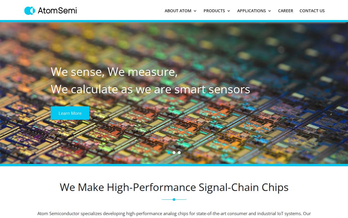 Atom Semiconductor website preview