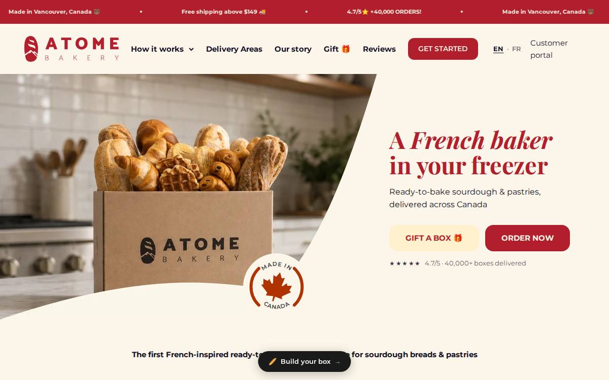 Atome Bakery website preview