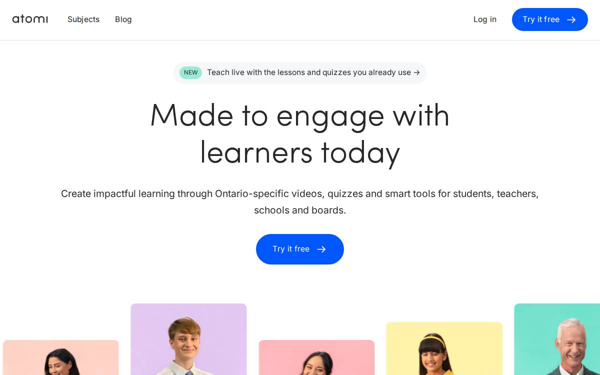 Atomi website preview
