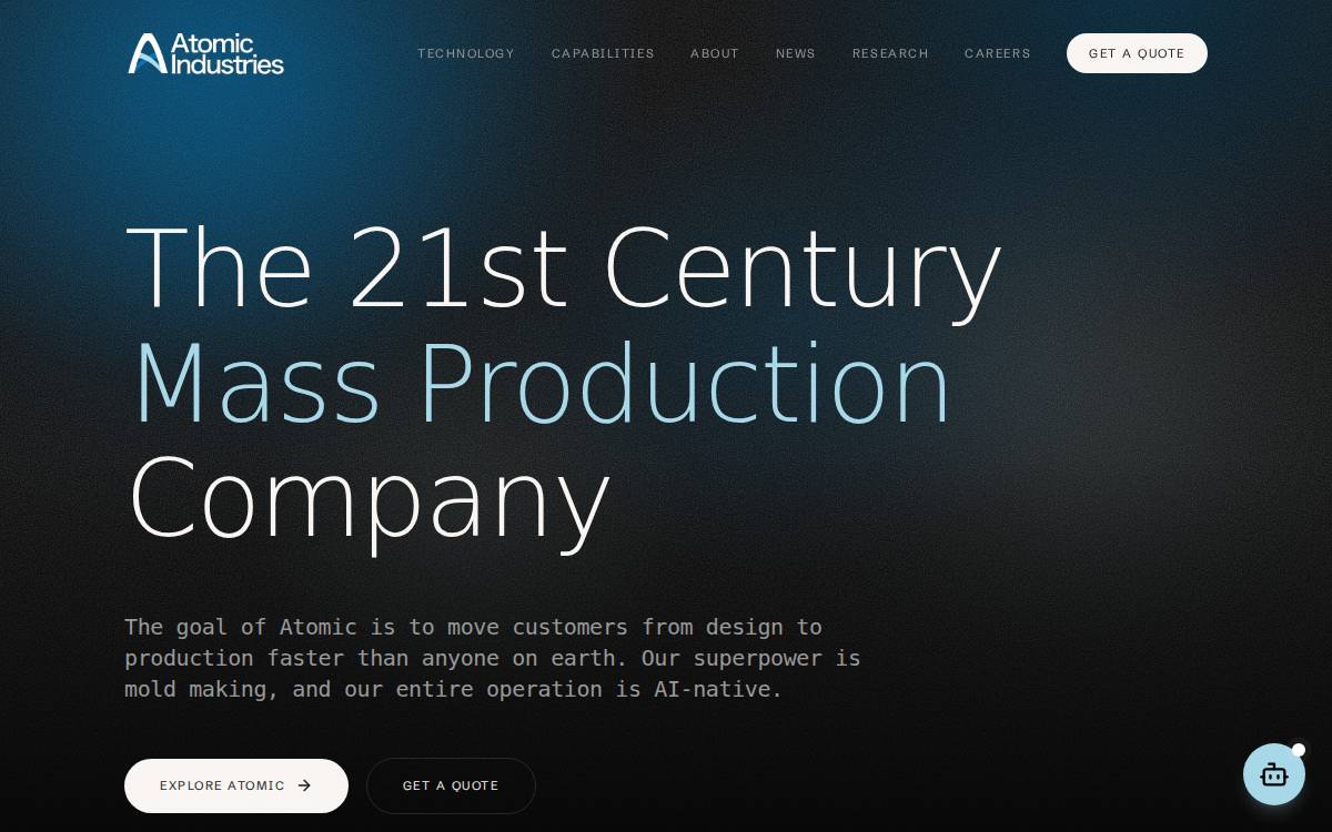 Atomic Industries website preview