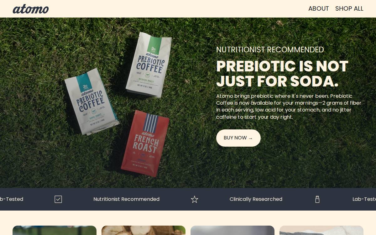 Atomo Coffee website preview