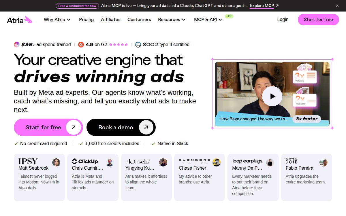 Atria website preview