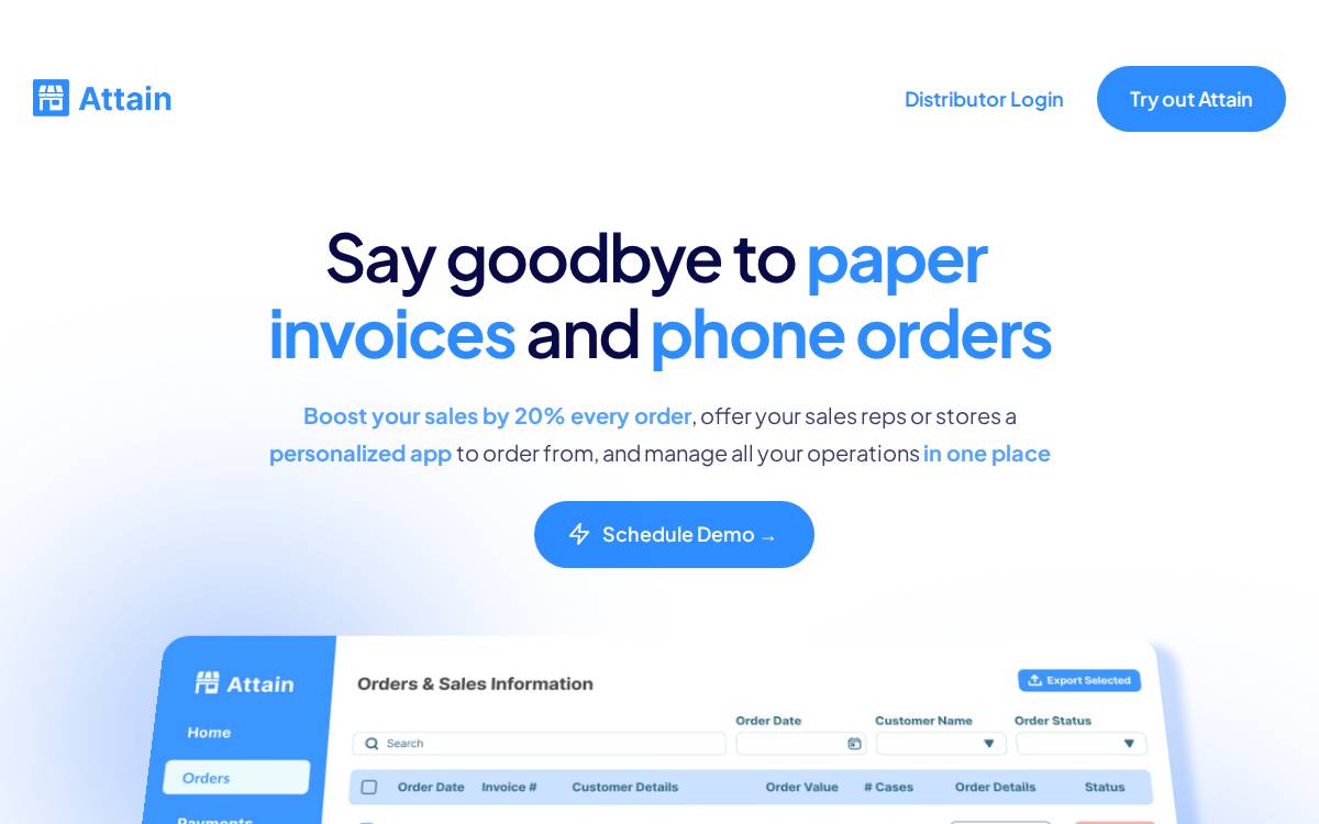 Attain website preview