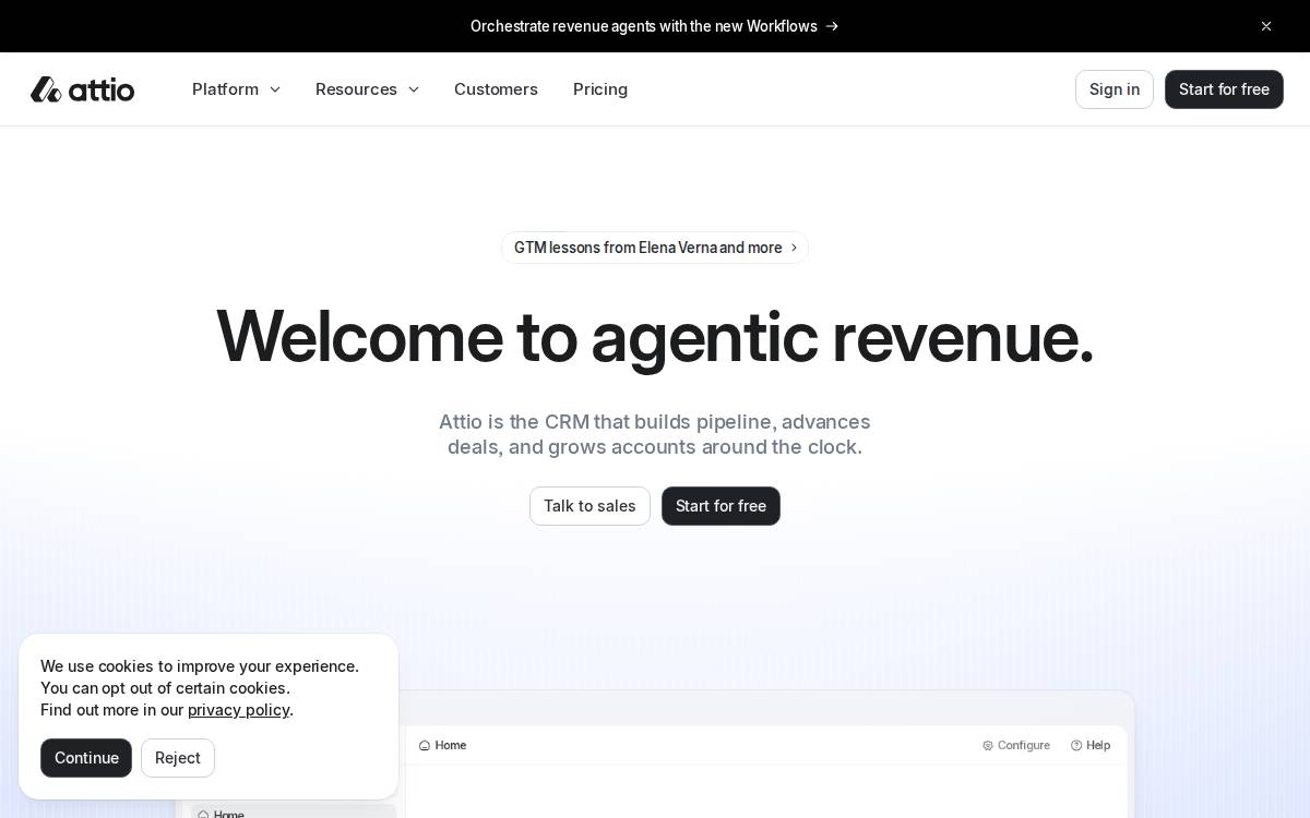 Attio website preview