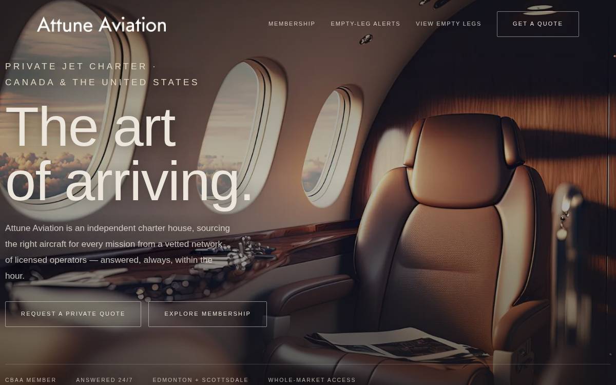 Attune Aviation website preview