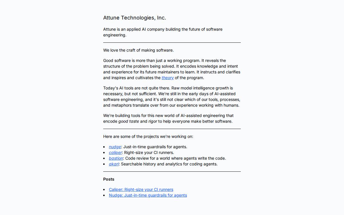 Attune website preview