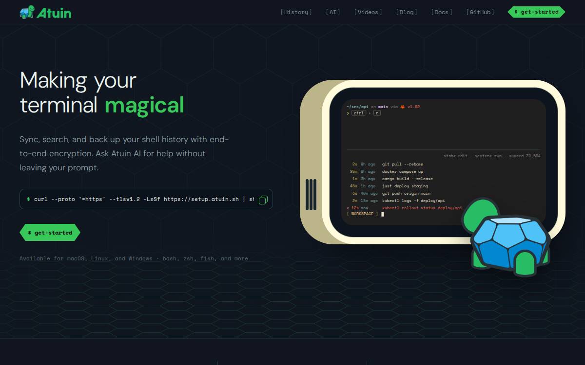 Atuin website preview