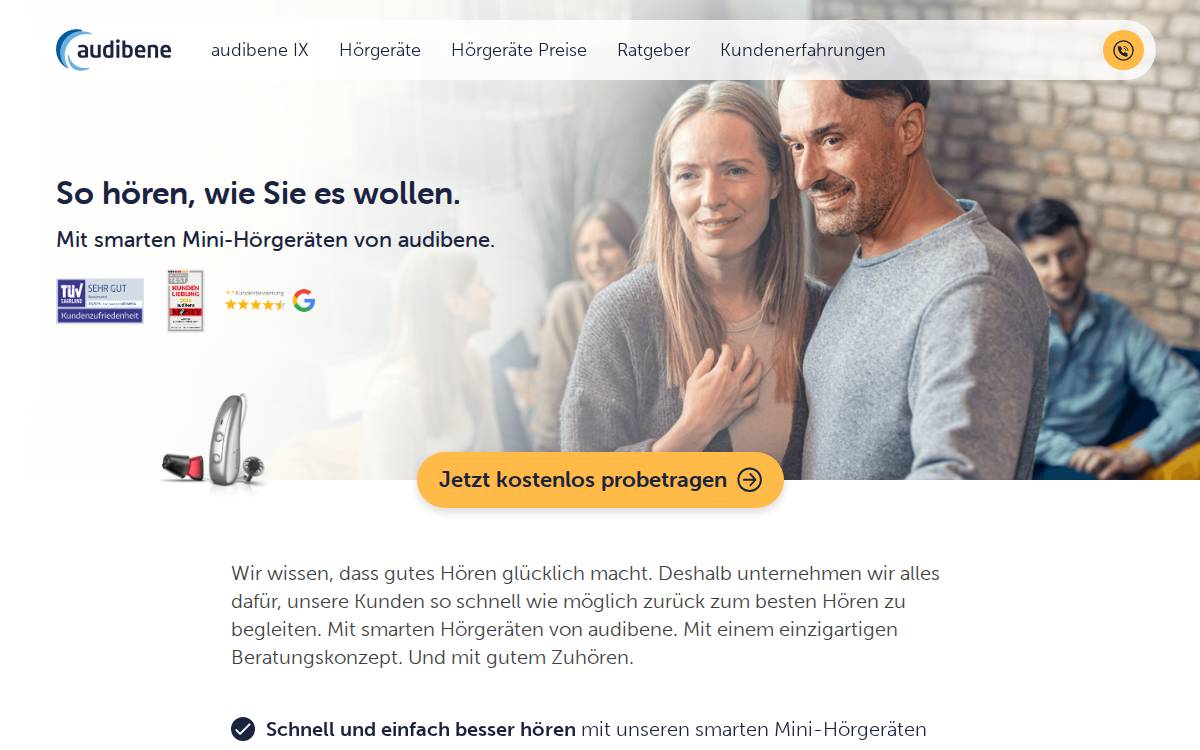 Audibene website preview