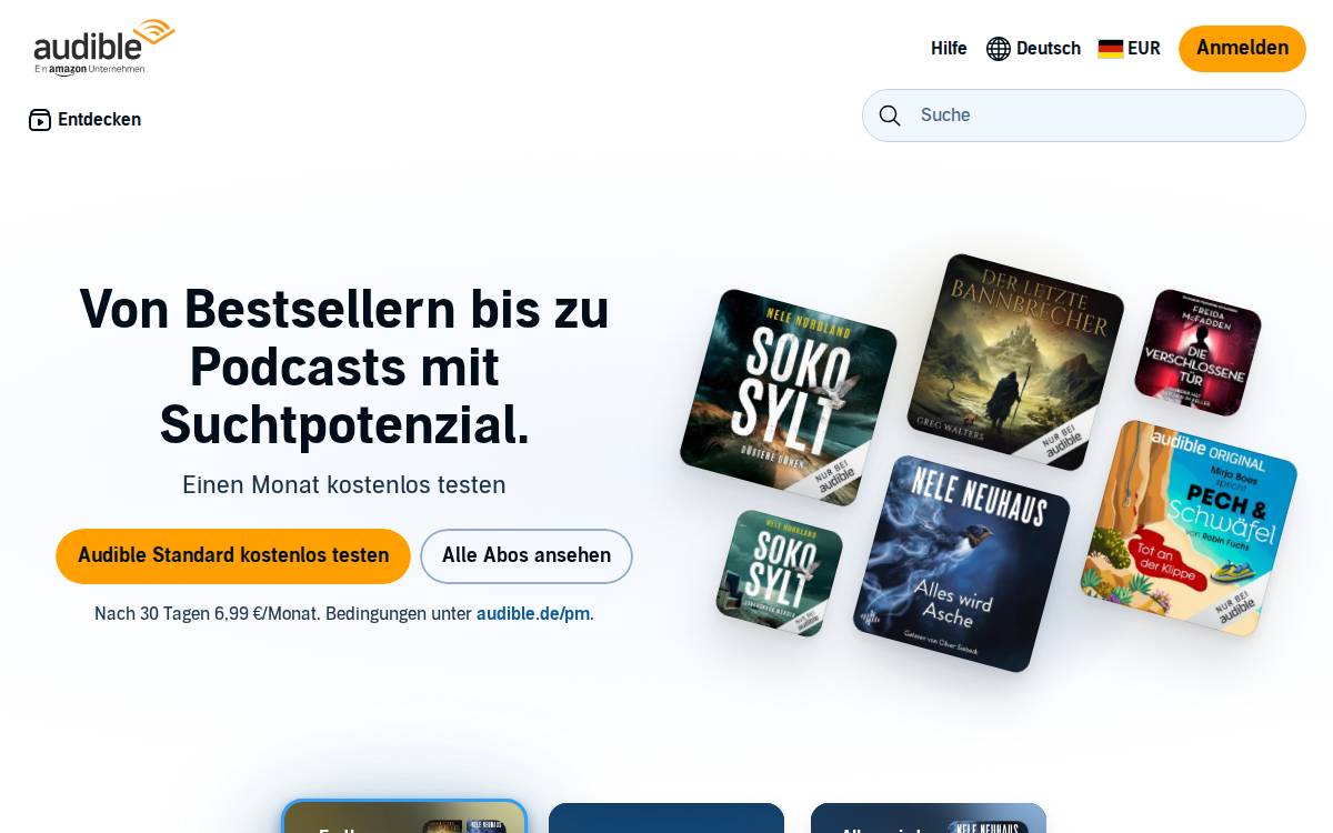 Audible website preview