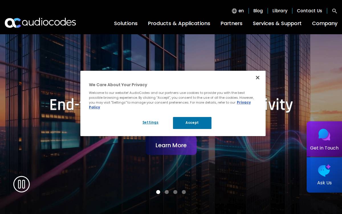 AudioCodes website preview