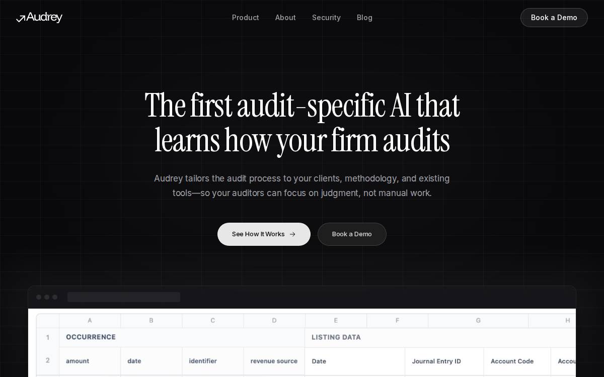 Audrey AI website preview