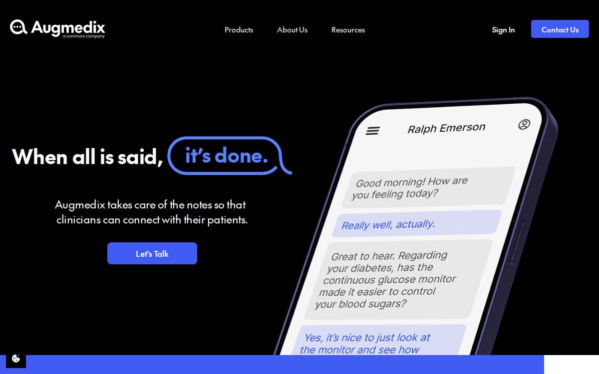 Augmedix website preview