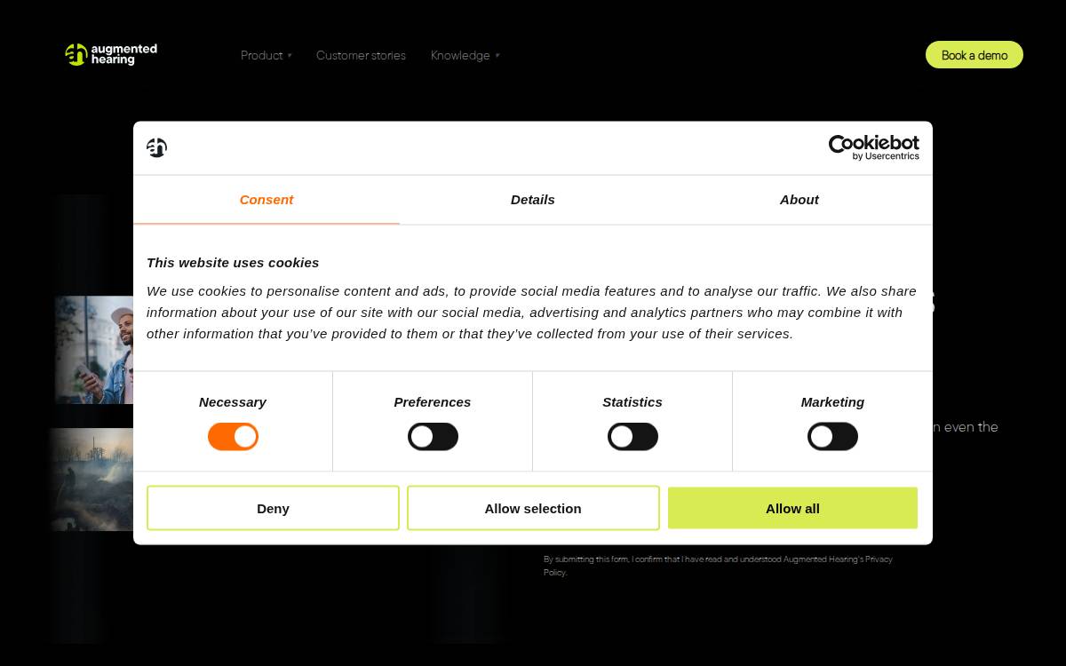 Augmented Hearing website preview