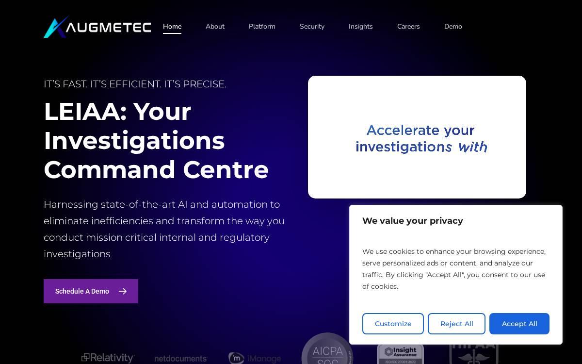 Augmetec website preview