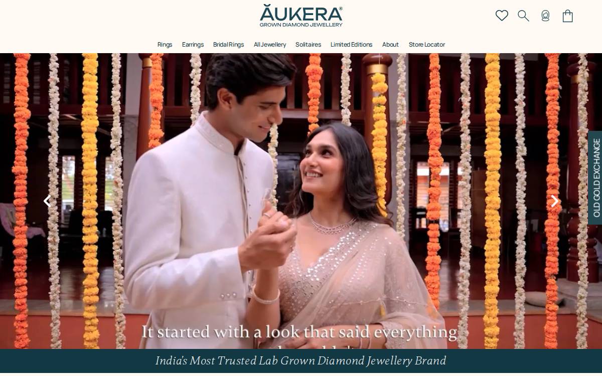 Aukera Grown Diamond Jewellery website preview