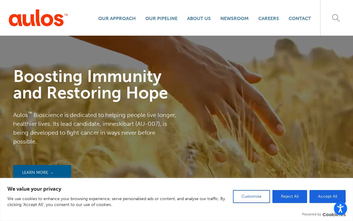 Aulos Bioscience website preview