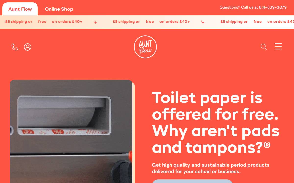 Aunt Flow website preview