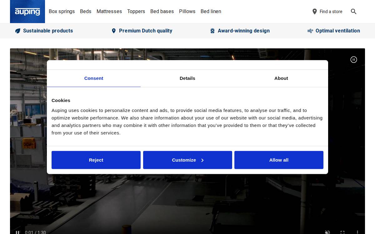 Auping website preview