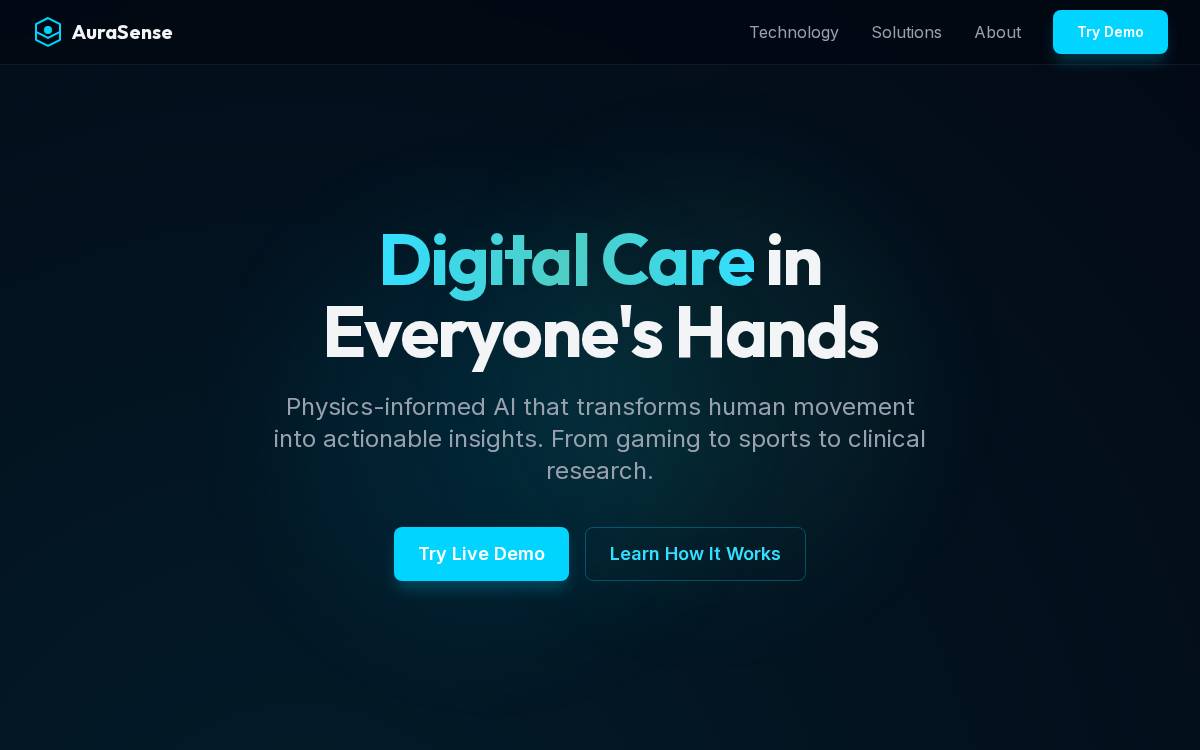 Aurasense website preview