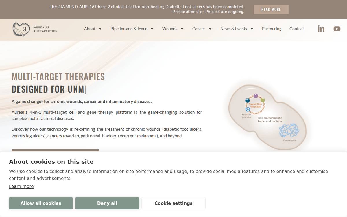 Aurealis Therapeutics website preview