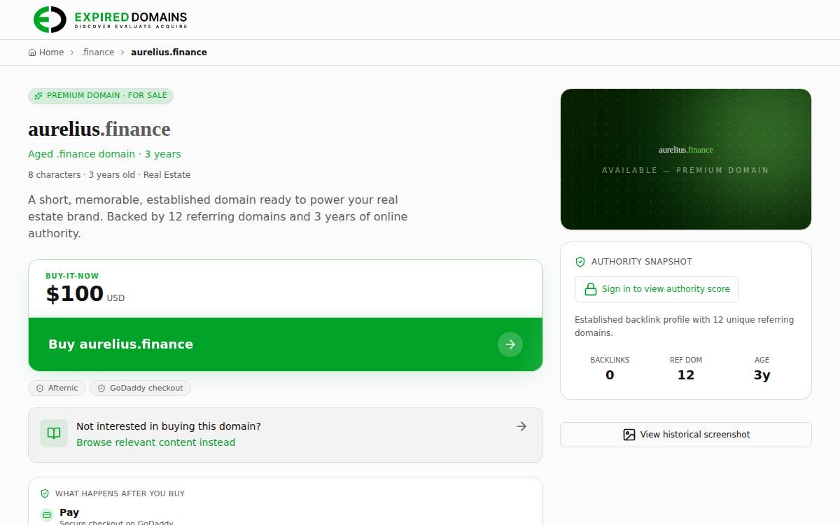 Aurelius website preview