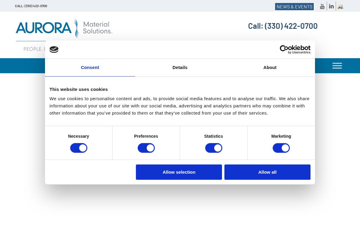 Aurora Materials Solutions website preview