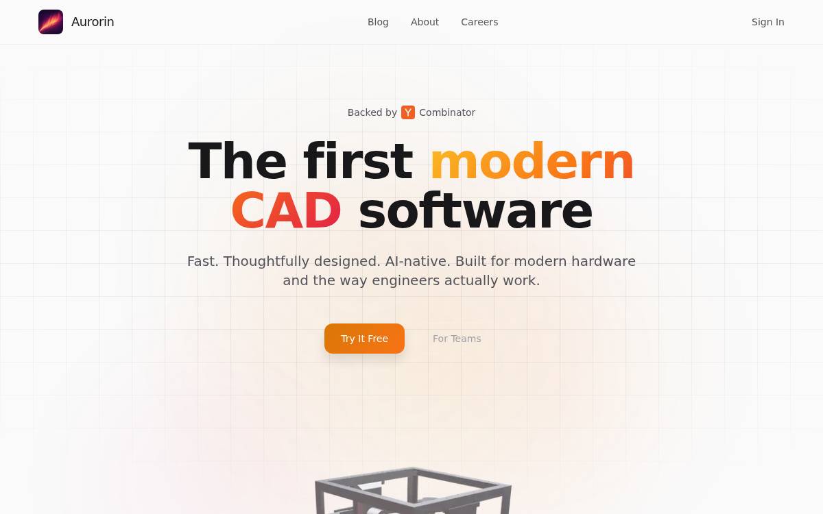 Aurorin CAD website preview