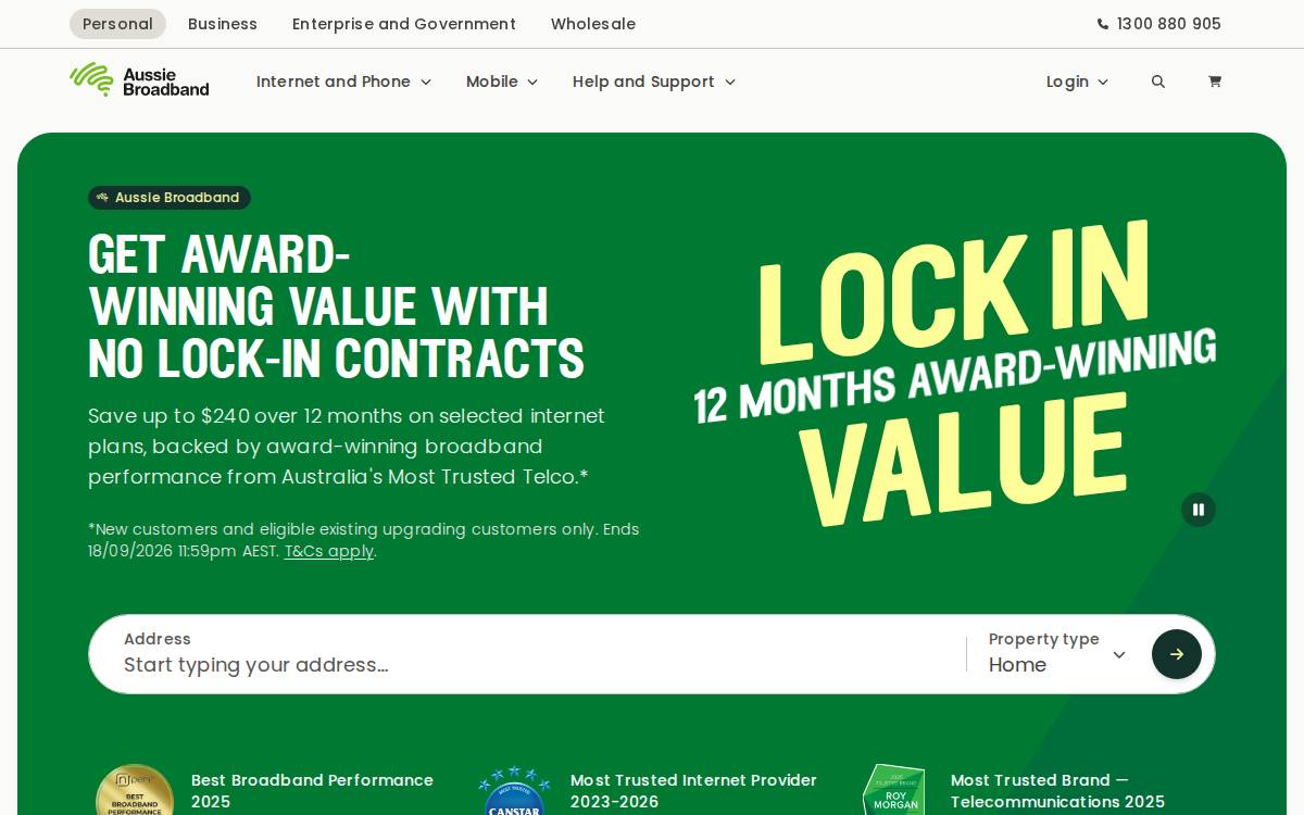 Aussie Broadband website preview