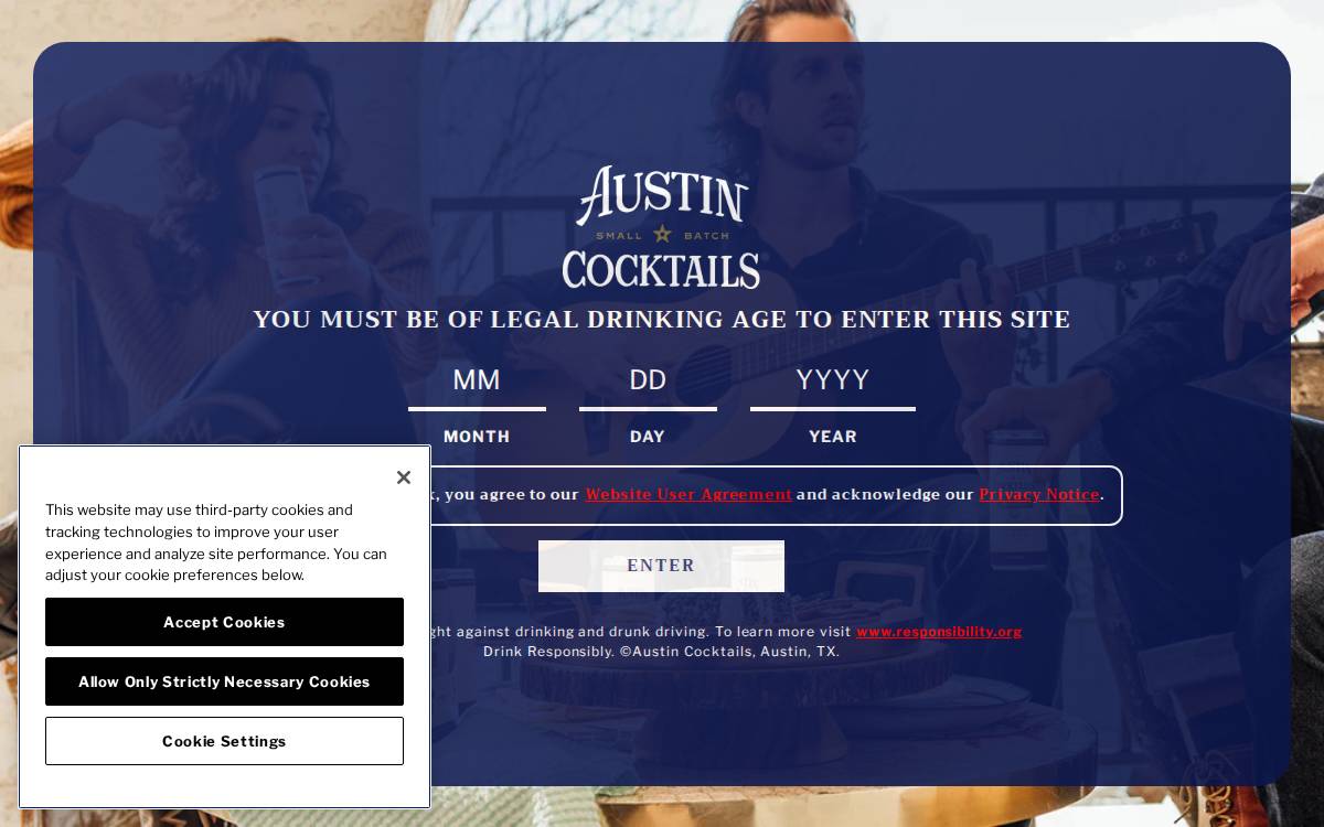 Austin Cocktails Website website preview