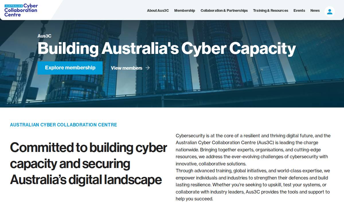 Australian Cyber Collaboration Centre website preview