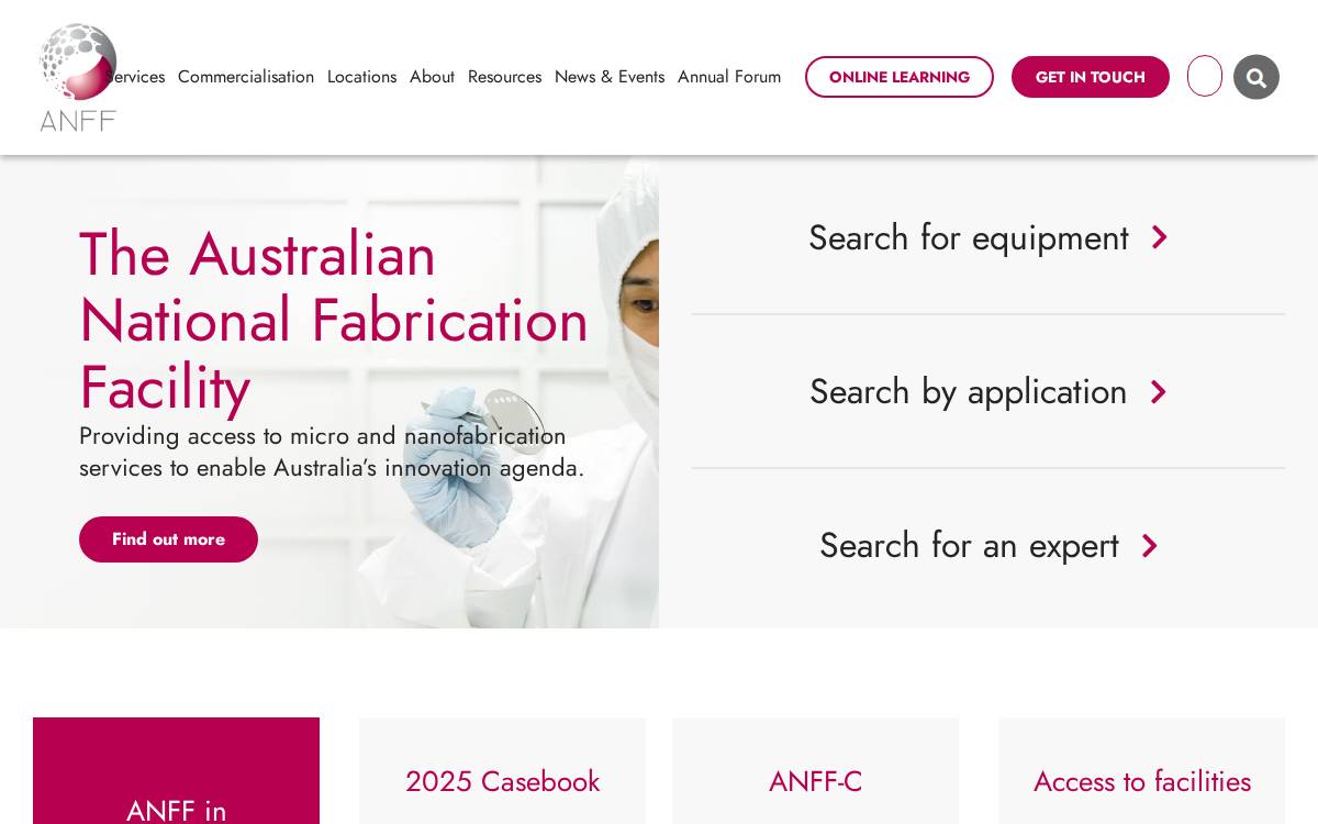 Australian National Fabrication Facility (ANFF) website preview