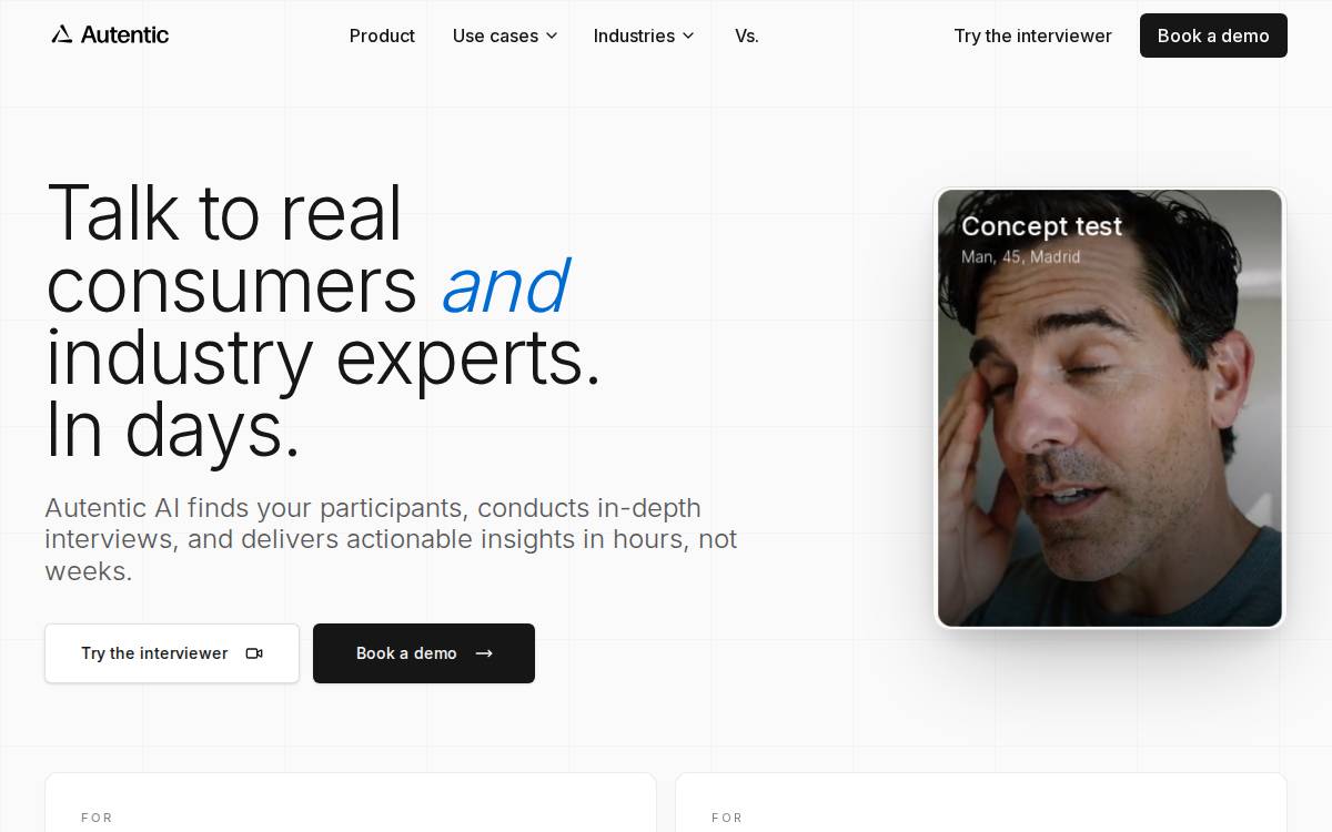 Autentic website preview
