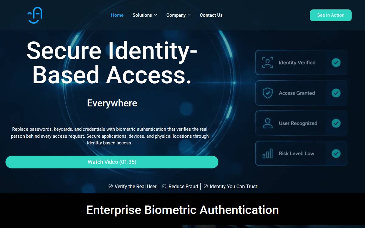 Authentiface website preview