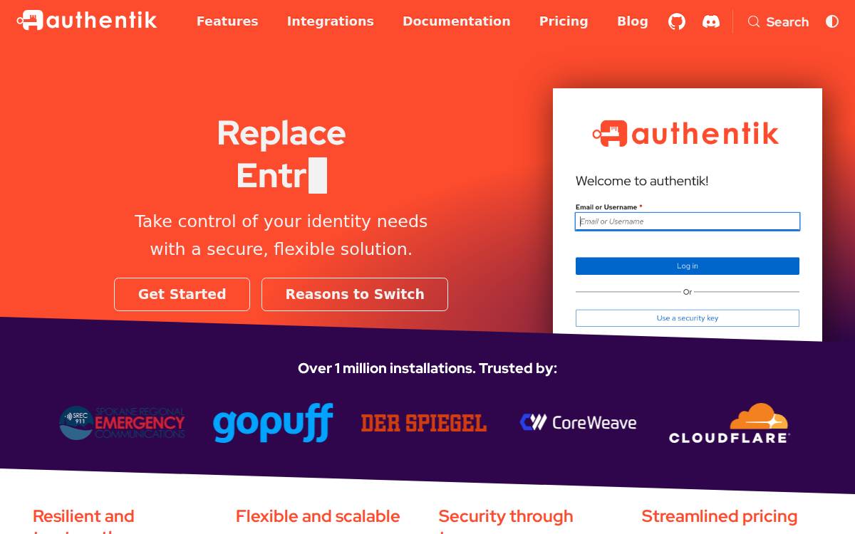 Authentik website preview