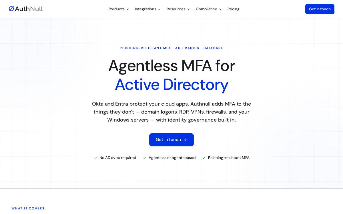 Authnull website preview