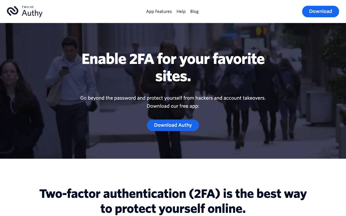 Authy website preview