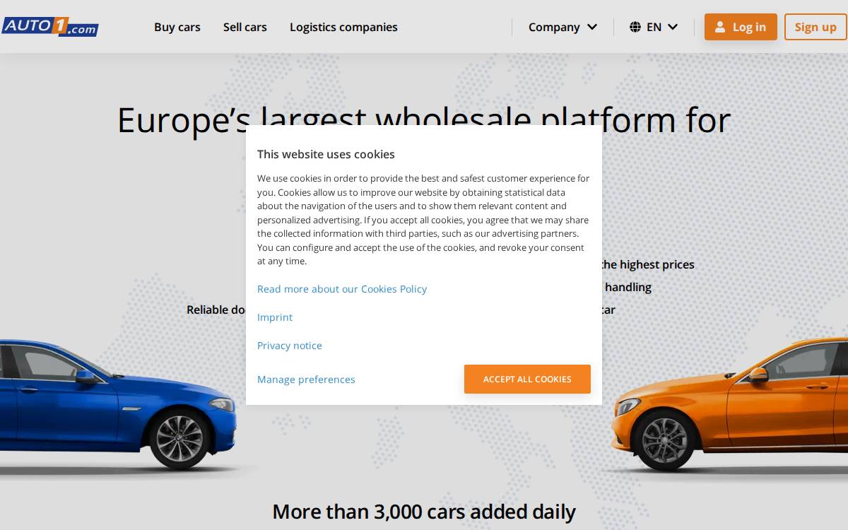 Auto1 website preview