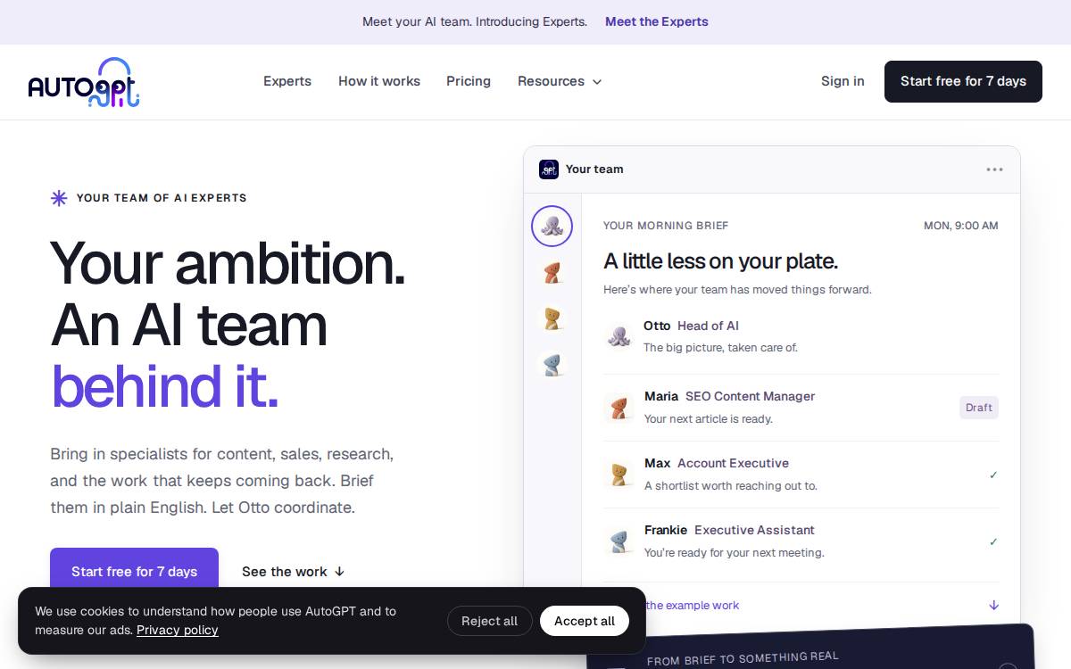 AutoGPT website preview