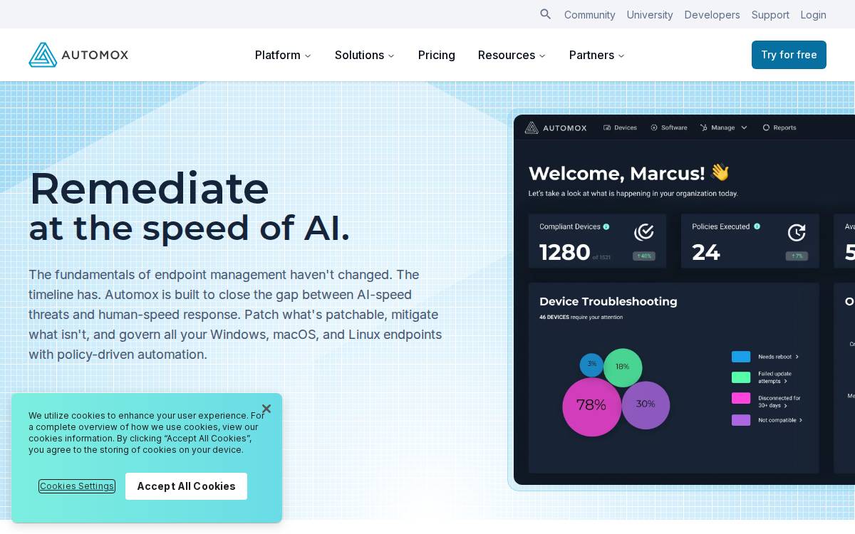 Automox website preview
