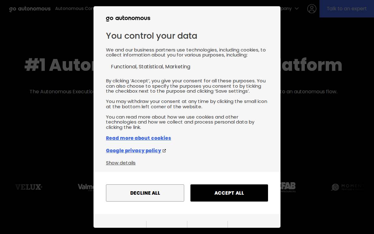 Autonomous Commerce website preview
