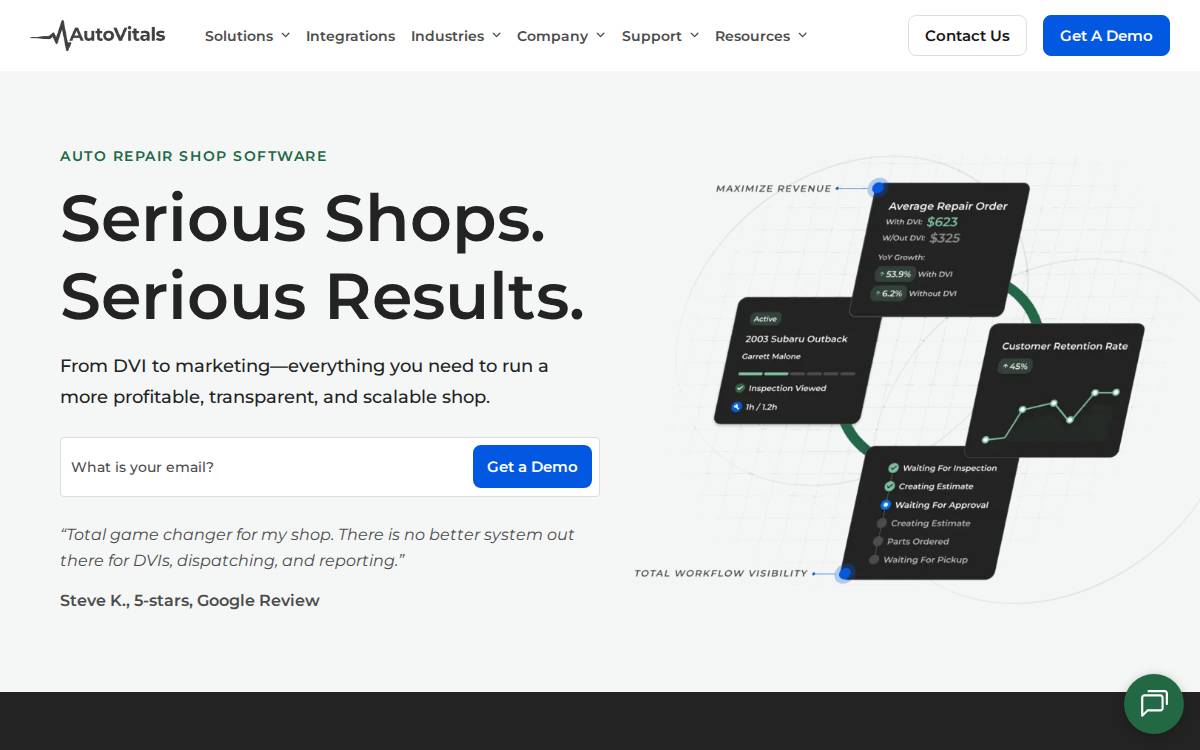 AutoVitals website preview