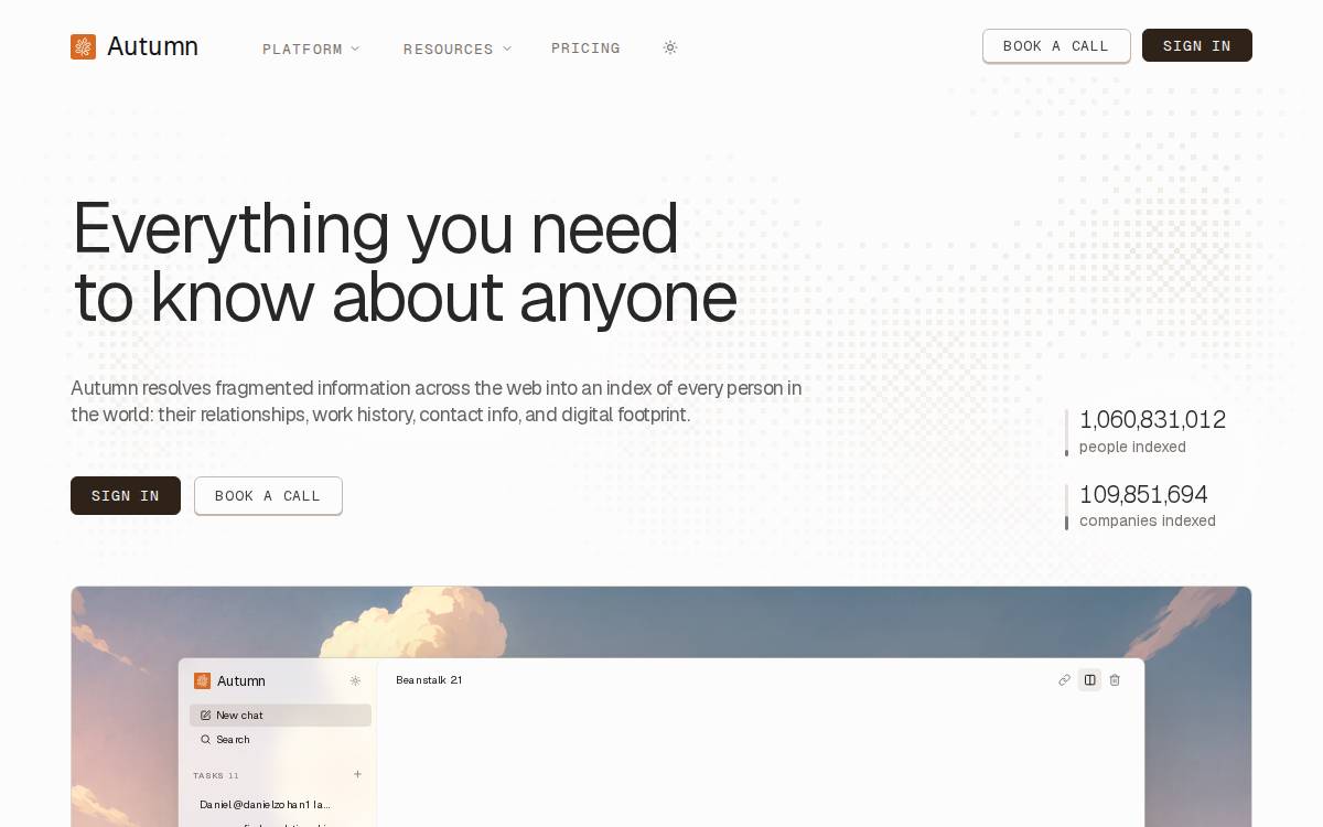 Autumn AI website preview